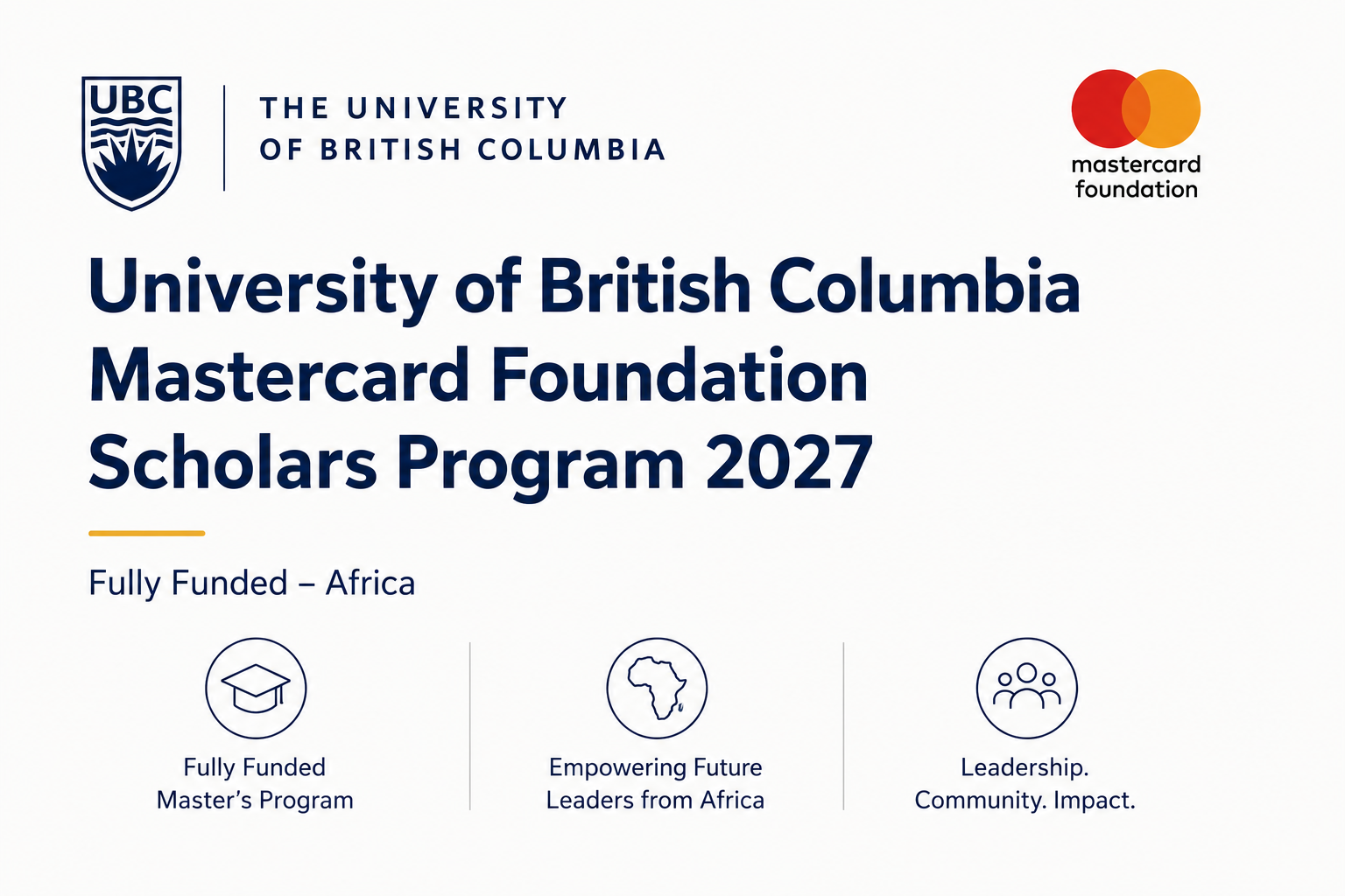 University of British Columbia Mastercard Foundation Scholars Program